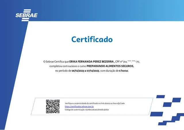 Certificado: Preparando alimentos seguros