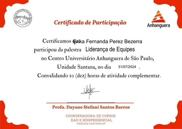 Certificado: Liderança de Equipes